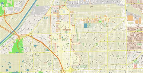 Bridgeview Illinois Chicago US PDF City Vector Map Exact High Detailed editable Adobe PDF Street ...