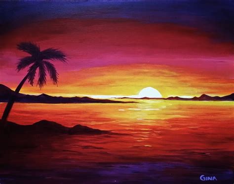 Island Dream | Sunset canvas painting, Sunset painting, Landscape paintings