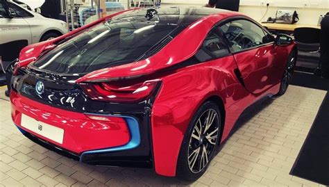 BMW i8 Red Chrome Wrap London