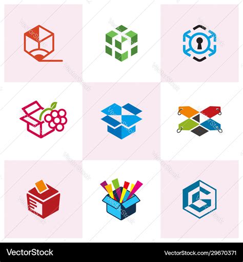 Creative box logo design image template set Vector Image