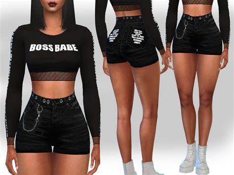 The Sims Resource - Female Chain High Waist Shorts