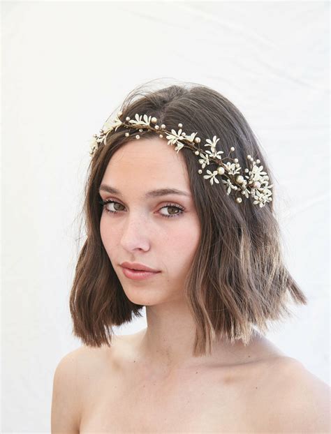 Daisy Flower Hair Vine of Ivory Flowers and Pearls - Be Something New