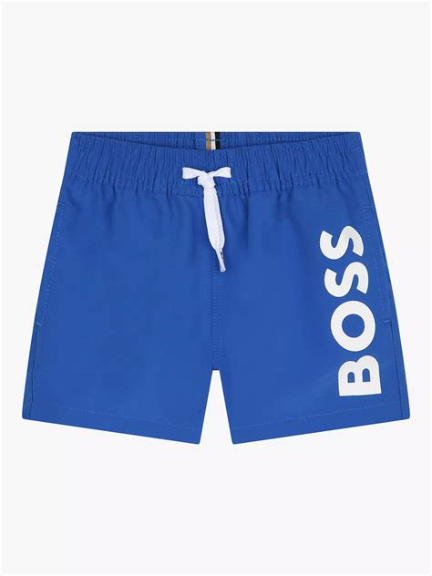 BOSS Baby Logo Drawstring Swim Shorts, Blue at John Lewis & Partners