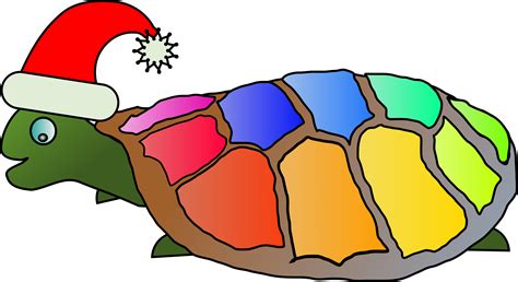 Clipart - Funny turtle with santa hat