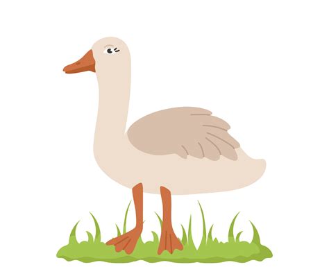 Cute goose in cartoon style. Vector character of a bird from a farm ...