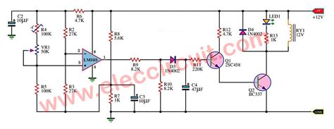 Temperature controlled on off relay circuit using LM393