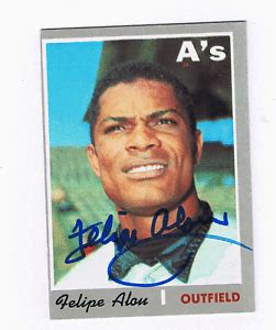 1970 Topps #434 FELIPE ALOU Autograph / Signed card Oakland Athletics ...