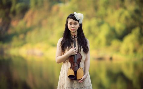 Download wallpaper for 320x480 resolution | Beautiful asian girl, violin, music | girls ...