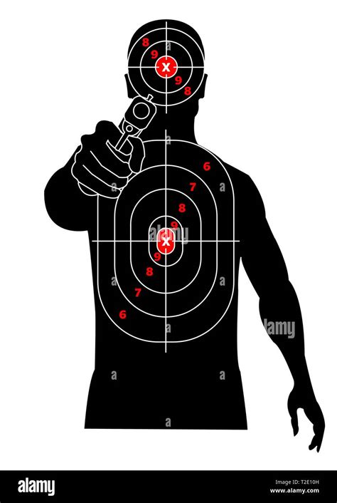 Target shooting. Silhouette of a man with gun in his hand, criminal ...