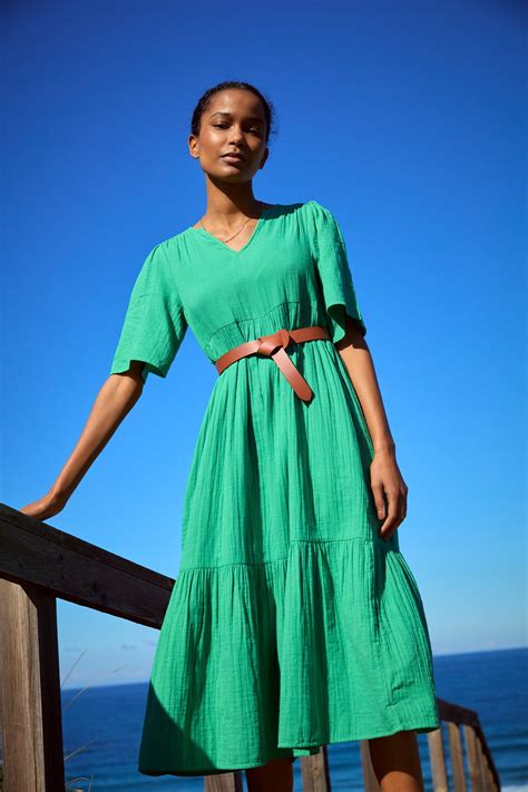 Serena Double Gauze Dress - Green — WYSE London