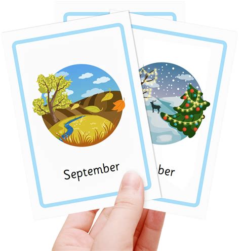 Free months of the year flashcards for kids - Totcards