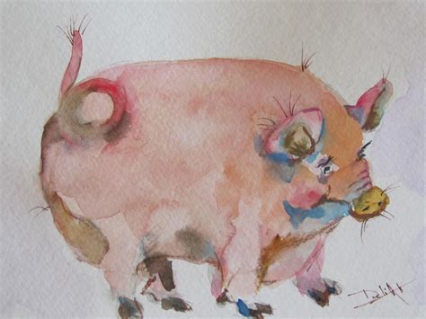 Painter Pig: watercolor Pig Painting