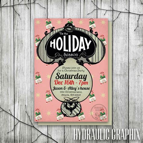 Retro Christmas Party Invitation Vintage Holiday Party