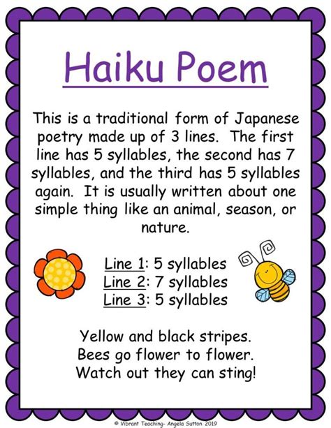 Types of Poems for Kids : Vibrant Teaching | Haiku poems, Haiku poems for kids, Types of poems