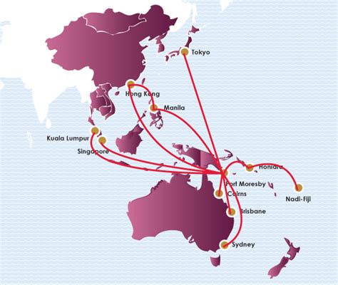 Air Niugini route map - international routes