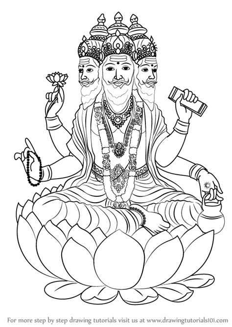 Learn How to Draw Brahma (Hinduism) Step by Step : Drawing Tutorials