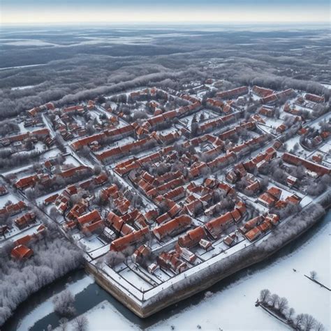 Premium AI Image | Aerial winter sunny frozen day view of snowy Vilnius ...