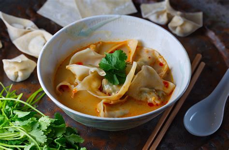 Spicy Chicken & Cilantro Wonton Soup | Wonton recipes, Wonton soup recipe, Spicy wonton soup recipe