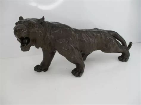 ART DECO SCULPTURE Jaguar Panther Leopard Animal Bronze Statue $249.99 - PicClick
