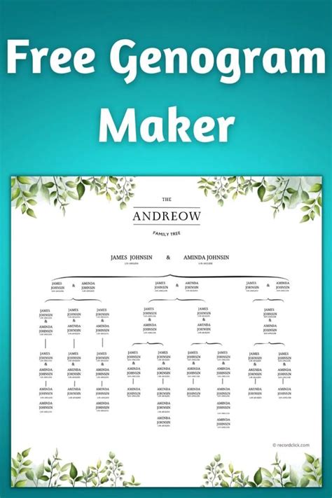 Free genogram maker is a web-based tool that allows users to create printable family trees a ...