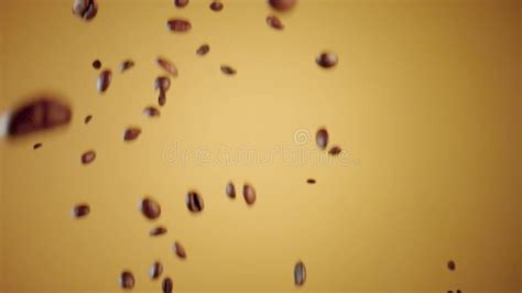 Brown Coffee Beans Shaking on Black Studio Background. Process of Roasting or Cooling of Coffee ...