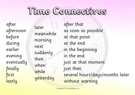 Time Connectives/Conjunctions Word Mats (SB11831) - SparkleBox