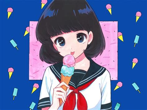 Wallpaper ice cream, cone, cute, anime girl desktop wallpaper, hd image ...