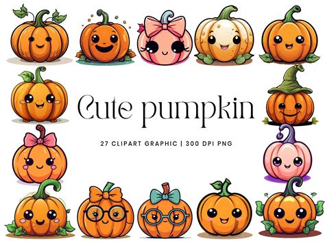 Cute Pumpkin Clipart Bundle Design Graphic by DesignScotch · Creative ...