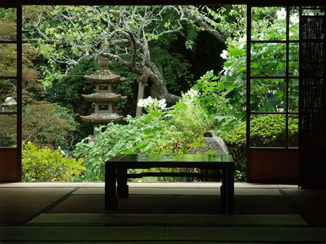 HD wallpaper: rectangular brown wooden coffee table, japan, garden, quaint | Wallpaper Flare
