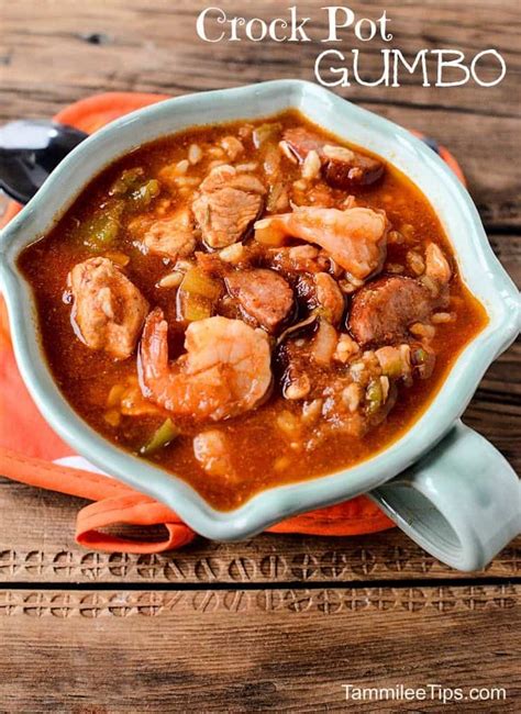 Slow Cooker Crock Pot Gumbo Recipe with Sausage, Chicken, and Shrimp ...