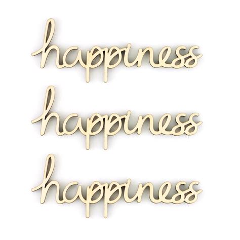 Wooden 'Happiness' Script Words | Artcuts