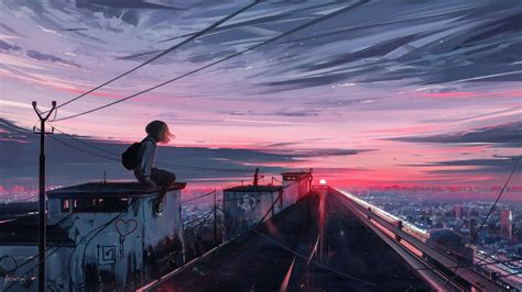 Aesthetic Anime Sunset Wallpaper