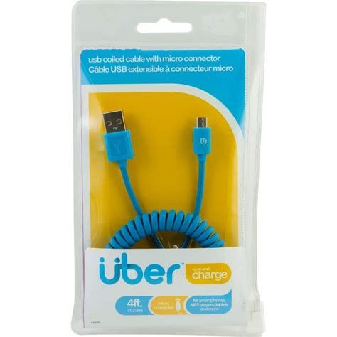 Uber 4 ft. USB Micro Sync Charge Coil Cable - Blue-13150 - The Home Depot