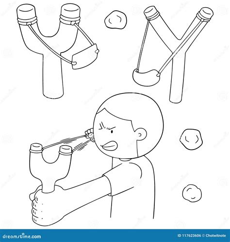 Vector set of slingshot stock vector. Illustration of draw - 117623606