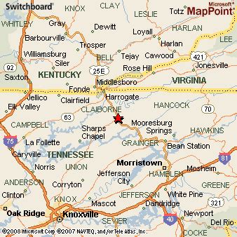 Tazewell, Tennessee Area Map & More