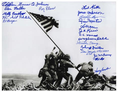 Lot Detail - ''Raising the Flag on Iwo Jima'' 14'' x 11'' Photo Signed by 21 WWII Pacific ...