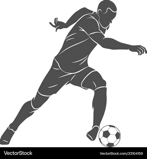 Silhouette soccer player running with the ball Vector Image