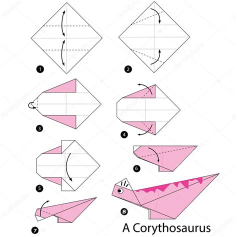 Origami ideas: Origami Dinosaur Step By Step Instructions