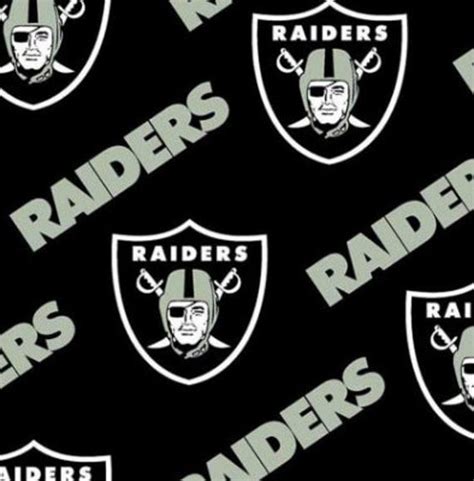 Raiders Football Logo in Black From NFL Collection- Licensed Fabric by ...