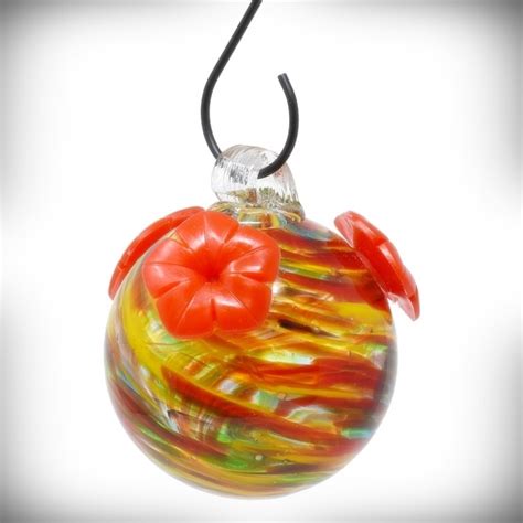 Rainbow Swirl Blown Glass Hummingbird Feeder