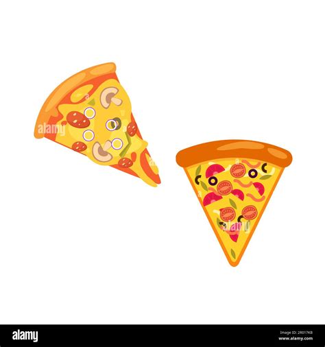 Pizza slice icon vector. Pizza slice with melted cheese. Slice of pepperoni pizza. Vector clip ...