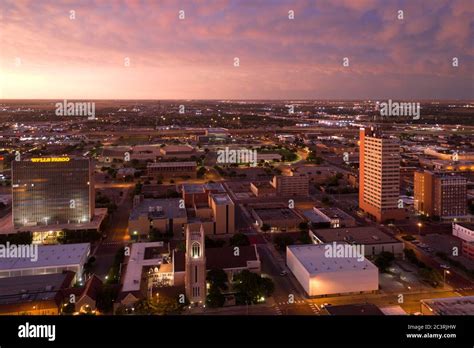 Aerial views of Lubbock Texas at sunset Stock Photo - Alamy