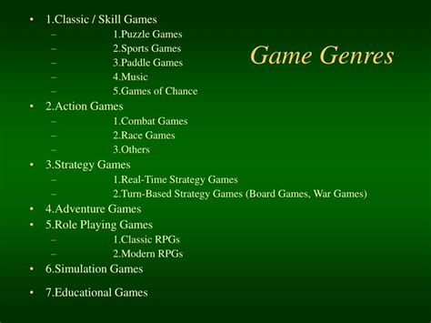 PPT - Game Genres PowerPoint Presentation, free download - ID:34991