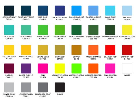 Printable Sublimation Color Chart - Printable World Holiday