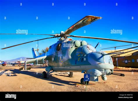 Soviet Mil Mi-24D helicopter gunship on display at the Pima Air & Space ...