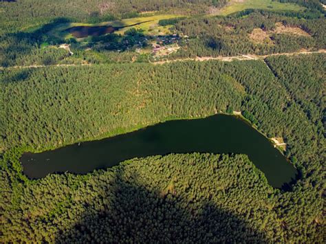 Aerial View Of A Lake In The Forests Of Lithuania Wild Nature The Name ...