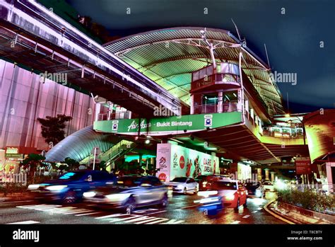 Bukit Bintang Monorail station at night in Kuala Lumpur, Malaysia Stock Photo - Alamy