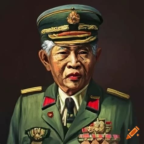 Portrait of an indochinese military general on Craiyon