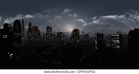 Night City Hdri Equidistant Projection Spherical Stock Illustration ...