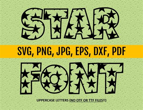 Font With Stars, Star Font, Print Font Letters Alphabet Svg Png Jpg Dxf ...